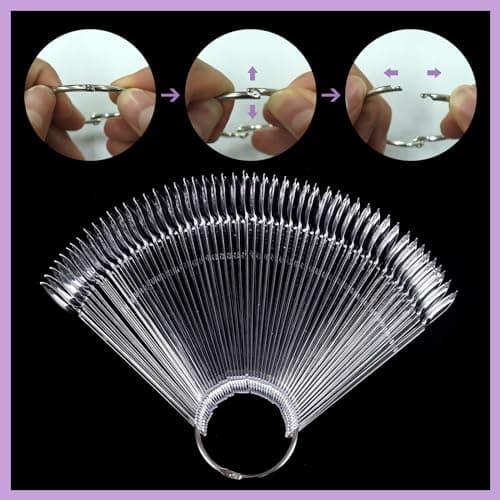 Laza 100 bâtonnets d'échantillons d'ongles transparents avec anneau et autocollants numérotés Nail Art Polish Color Display Practice Tips Transparent Sample Sticks Tester Nail Supplies - Stiletto