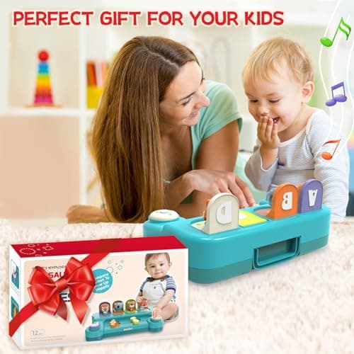 seveclotree Jouet pour Bébé 1 an,Jouet Pop-up avec Animaux et Musique,Jouet Montessori pour Enfant 1 2 3 4 Ans Fille Garçon,Jouets Interactifs Cadeau Bebe 1 2 3 an
