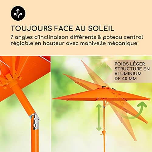 Blumfeldt Parasol de Jardin Exterieur et Balcon, Panneaux Solaires, Lumières LED, Protection UV, Etanche, Grand Parasol Deporte Réglables Hauteur et Angle, Parasols Exterieur Jardin, Avec ou Sans Pied