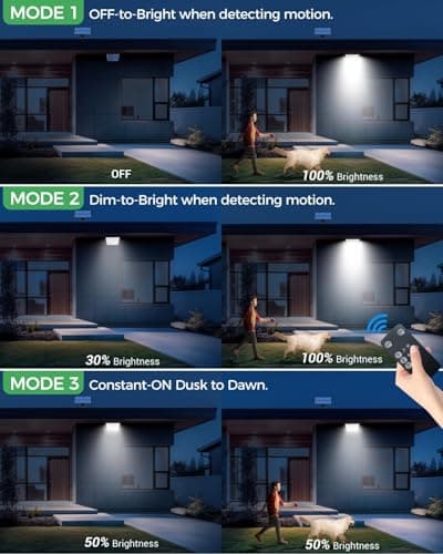 LOTMOS Lampe Solaire Exterieur Detecteur de Mouvement avec Télécommande, 342 LED Lumiere Solaire IP65 Étanche Spot Solaire, 3 Modes Eclairaget Solaire pour Jardin Garage Cour, Blanc Froid