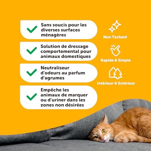 Petsly® Anti Marquage Urinaire Chat & Chien - 500ml - Non Tachant - Triple Action - Dressage & Éducation, Stop Pipi, Répulsif Chat & Chien - Usage Intérieur & Extérieur - Fabriqué en Allemagne