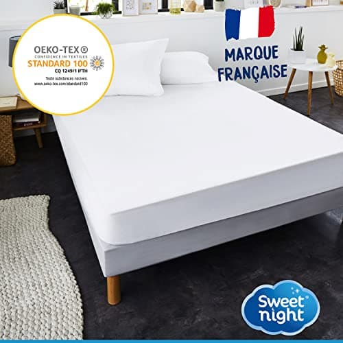 SWEET NIGHT Sweetnight - Protège Matelas 160x200 cm | Alèse Imperméable et Anti Acariens | Molleton 100% Coton | Silencieux et Respirant