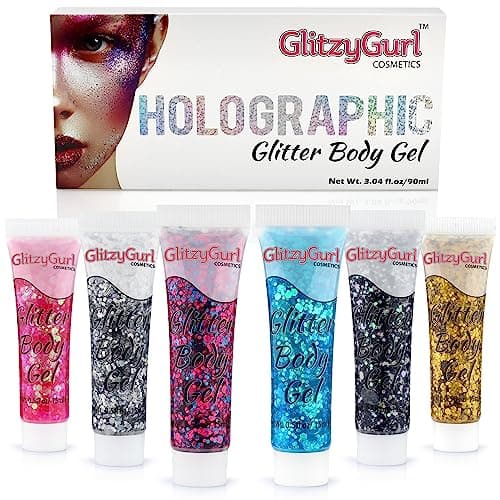 Gel cosmétique à paillettes holographiques pour le visage et le corps (lot de 6)