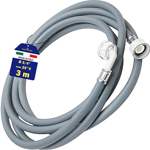 Tuyau Machine à Laver et Lave Vaisselle 3 m pour Arrivee Deau pour Températures de 25°C Pression de 20 à 60 Bar Connexion est Droite et Coudée Ø 3/4" - MADE IN ITALY - MONTERAL