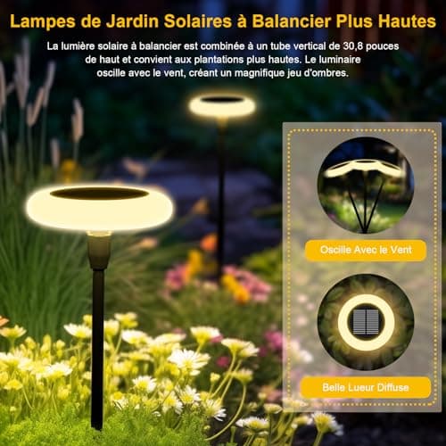 Carastek Lampe Solaire Exterieur 4 Pièces Blanc Chaud Lampe Solaire LED Extérieur Jardin IP65 Étanche Lampes de Jardin avec Extra brillantes 34 lumens pour Passerelle,Balcon, Decoration de Fête