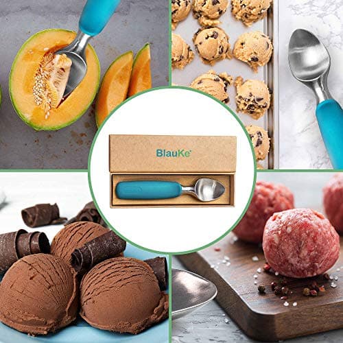BlauKe® Cuillère à Glace en Acier Inoxydable avec Poignée Antidérapante Confortable – Cuillère Pelle à Crème Glacée Professionnelle – Sorbetiere Bouleuse Portionneuse à Glace – Idée Cadeau