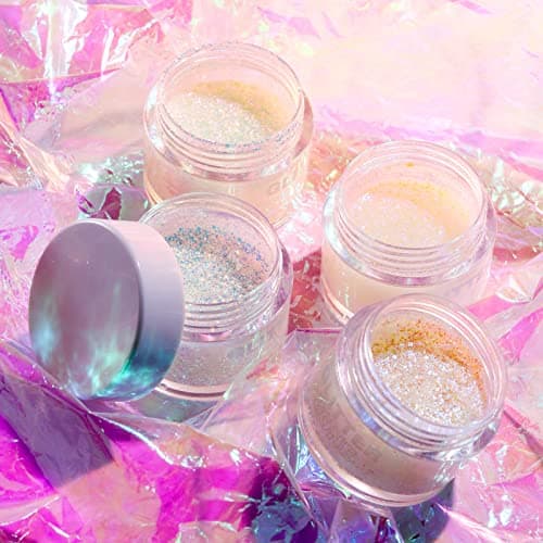 KTouler Paillettes pour le corps, le visage, 2 couleurs, paillettes holographiques pour cheveux, yeux, ongles, lèvres, maquillage, paillettes