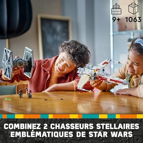 LEGO Star Wars TIE Fighter et X-Wing à Combiner - Idée Cadeau pour Garçons, Filles et Fans dès 9 Ans - Chasseurs à Construire et à Collectionner pour Les Enfants - Véhicules Personnalisables 75393