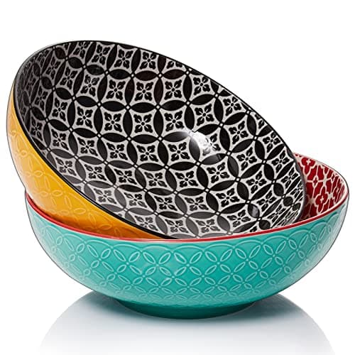 DOWAN Lot de 2 Bols de Service, 24,1 cm, 2000 ml, Grands Bols à Pâtes, Plats de Service pour Divertissement, Couleurs Vives pour Fête
