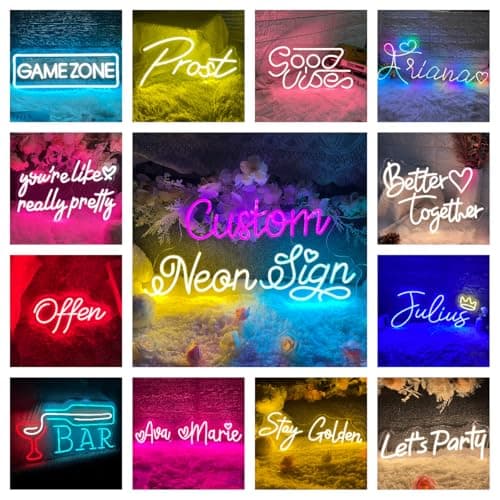 SIGNCLUBS Enseignes Lumineuses au Néon Led Personnalisé Pour Mur Décor Fête D'anniversaire De La Mariage Chambre À Coucher Bar Neon Personnalisable Custom Neon Sign