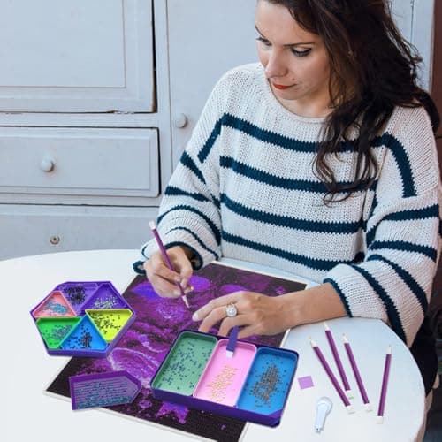 SENHAI Lot de 37 accessoires d'art diamant 5D, kit d'outils d'art diamant avec plateau de colle, argile, stylos d'art diamant, plateau de tri des perles pour peinture au diamant, loisirs créatifs