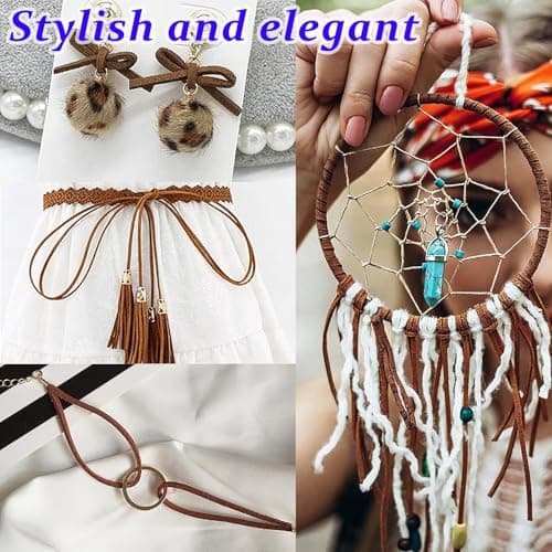 Begpoee 3 Pièces Cordon en Cuir, en Cuir Ficelle en Cuir, Cordon en Faux Daim, Cordons en Cuir Synthétique, 10 m x 3 mm, pour Les Bracelets, Colliers Et Emballages Cadeaux DIY(3 Couleurs)