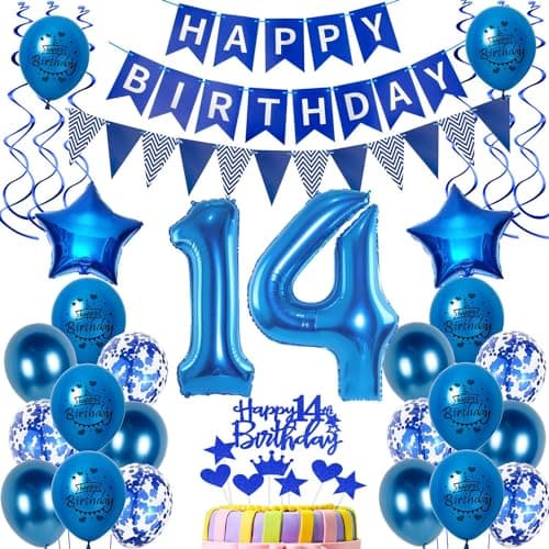 ballons 14 ans garcon anniversaire décoration ballon décoration 14 ans anniversaire garcon bleu décoration anniversaire 14 ans garcon décoration gâteau 14 ans anniversaire fête décoration 14 ans