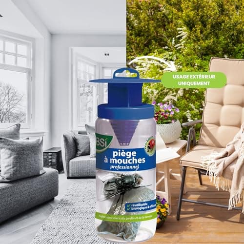 BSI - Piège A Mouches - Attrape Et Digère Jusqu'à 20 000 Insectes - Avec son Attractif - Pour Un Usage Extérieur - Prêt A l'Emploi - Réutilisable