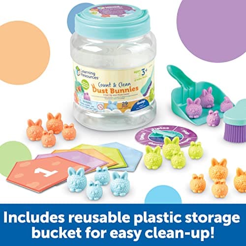 Learning Resources Lapins à compter et à nettoyer , activités petite enfance, kit de jouets éducatifs, jouets d’enseignement des couleurs, 29 pièces, à partir de 3 ans