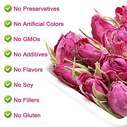 Plant Gift France Rose Buds, 50G/1.76oz 玫瑰 France Boutons de Rose, Pétales de Rose Rose, Tisane de Rose Douce, Anti-Stress et Magique, Soutien Immunitaire, Sans OGM, Sans Caféine