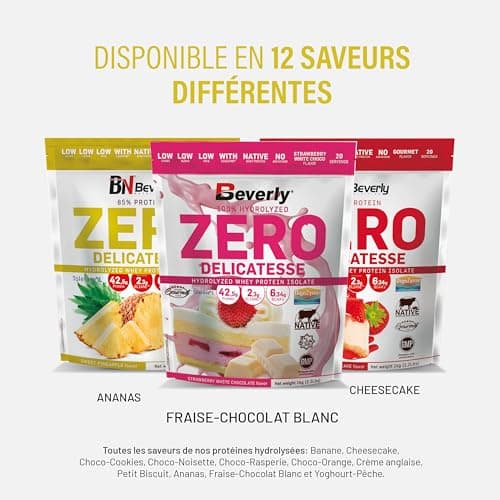 Beverly ZÉRO DÉLICATESSE | 1 kg | 85% Protéines de Lactosérum Hydrolysées | Avec Digezyme et Tolerase | Masse et force musculaire | Mixeur offert (ANANAS)
