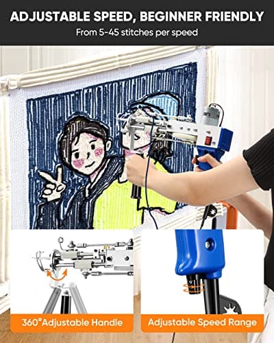 BESGEER Rug Tufting Gun Set with Trimmer, Tufting Machine Cut Pile and Loop Pile Start Kit, Tufting Kit Complet, Pistolet Tufting,Pistolet Touffeter, Kit Pistolet à Touffeter avec Tondeuse