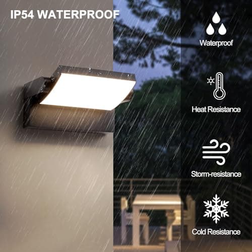 Appliques murales extérieures noires, appliques murales extérieures modernes à LED, résistantes aux intempéries IP54 20W 1100 lumens Lampe murale de sécurité pour porche porte d'entrée, naturel 4000K