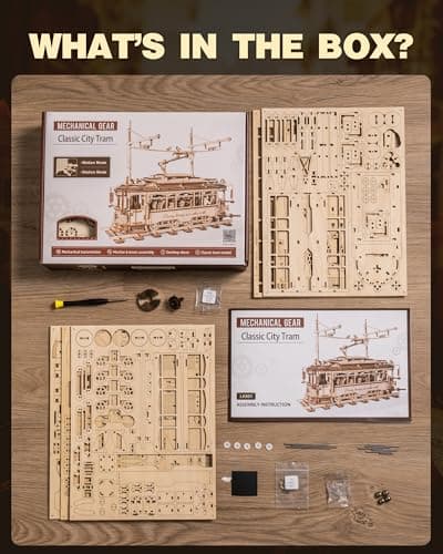 ROBOTIME Puzzle 3D en Bois pour Adultes - Tramway Classique de la Ville, Kit de Maquette d'engrenage de Construction, Décoration Exquise Cadeaux