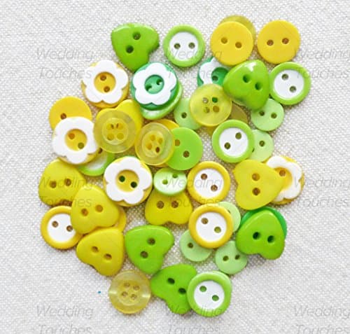 Wedding Touches Lot de 50 boutons en acrylique et résine Vert/jaune