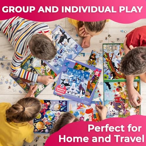 Quokka Puzzle Magnétiques Enfant de 3 à 5 Ans - 2x48 Pièces Jeux Puzzle de Voyage pour Enfants 4 6 Ans - Polaires et Jungle Animaux d'apprentissage Jouet d'Activités de Voiture pour Enfants 2 4 Ans