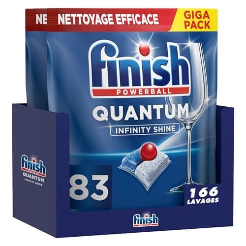 Finish Quantum Infinity Shine Pastilles Lave-Vaisselle, Elimine Les Taches Tenaces, 166 Capsules
