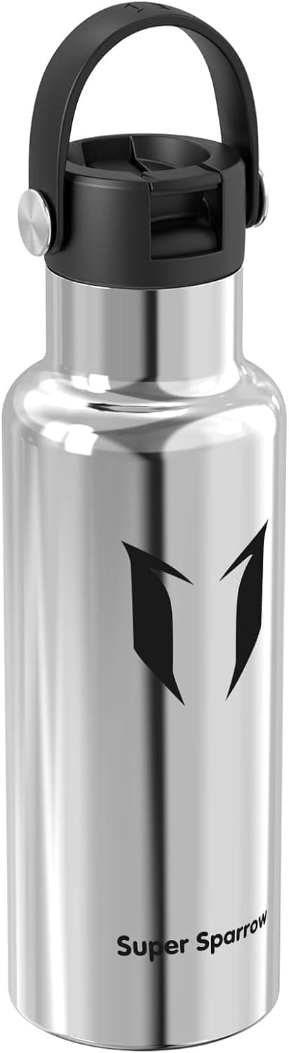 Sparrow Gourde Isotherme 500ml/750ml/1L/1.2L FlipFlow Bouteille Inox Paille | Bouteille d'eau, Acier Inoxydable, Étanche, Chaud, Froid, Sans BPA, Poignée, Lave-vaisselle, Sport, École, Fitness, Gym, Vélo