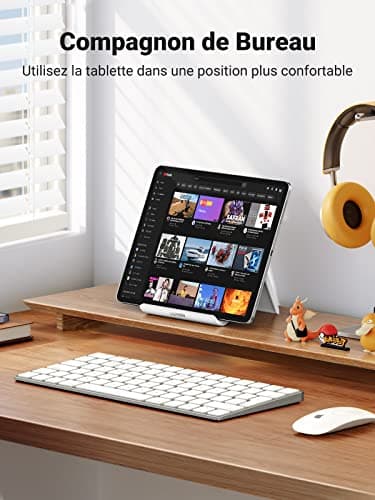 UGREEN Support Tablette Réglable Bureau Pose Tablette Téléphone Portable Pliable Compatible avec iPad Pro Air Mini Galaxy Tab A9 S9 A8 iPhone 16 Plus Pro Max 15 14 Galaxy S24 Ultra S23 S22 (Blanc)