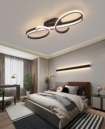 Hsyyz Plafonnier LED dimmable Plafonnier de table à manger Plafonnier de salon en métal avec télécommande Plafonnier design Chambre à coucher Cuisine Bureau Plafonnier (noir, L100cm/75W)