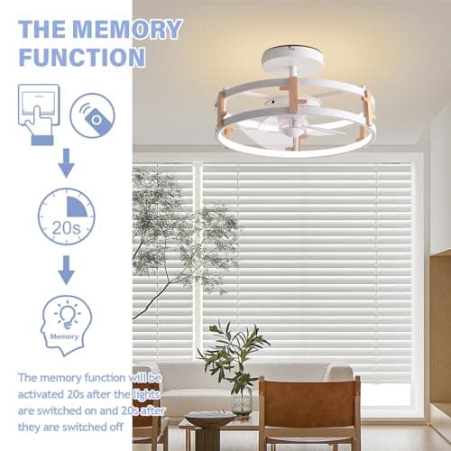 MOUNM Ventilateur Plafond avec Lumiere, Plafonnier LED Luminosité Dimmable de 3000k-6000k, Ventilateur Plafond 40cm et Télécommande, Luminaire Ventilateur Plafonnier 6 Vitesses 58W(45W+13W)