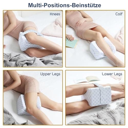 Ecosafeter Oreiller de Jambe Ergonomique avec Mousse à Mémoire de Forme pour Dormir pour Dormeurs Latéraux, Soulagement de la Sciatique, Douleur aux Jambes