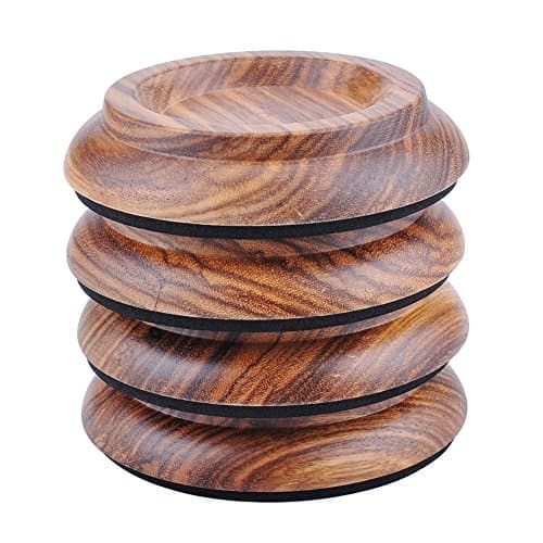 KingPoint Lot de 4 coupelles en bois dur - Tampons de protection pour pieds de meuble Bois de zèbre.