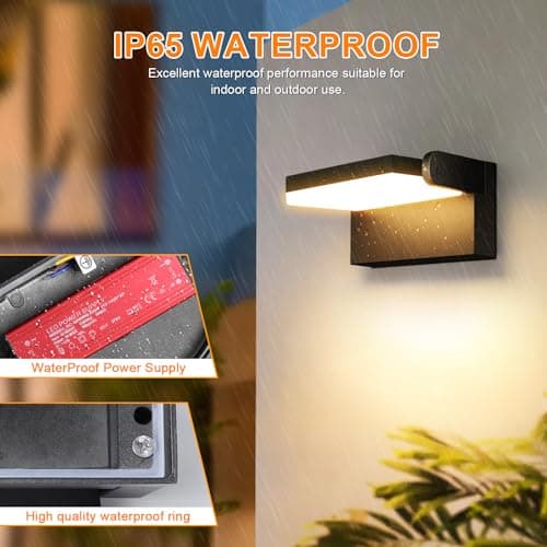 Kingwen 40W Applique Murale Exterieur Rotatif 3000K, Applique Led Extérieur Noir Angle Réglable 360°, Lumiere Extérieur Imperméable IP65 pour Jardin Entrée Terrasse
