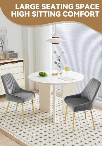 SEPNINE Chaises de Salle à Manger Lot de 2, Chaise en Velours pour Salle à Manger Scandinave, Chaise de Cuisine avec Coussin Rembourré épais, Chaise de Salon avec Pieds en Métal Doré