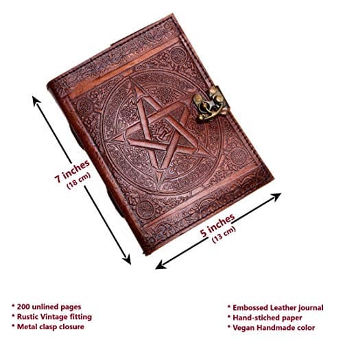 Urban Leather Star Pentagram Journal für Männer und Frauen Grimoire Wicca Witchcraft Book of Shadows Zeichnung Skizzenbuch Scrapbook Unlinierte Seiten