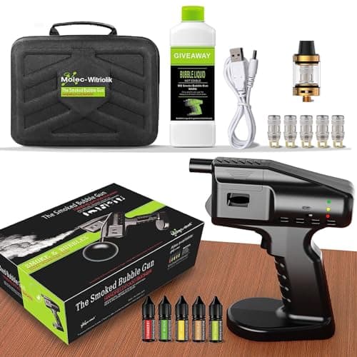 Fumoir a froid Accessories-Witriolik Liquide À Bulles 50mL x2, Cocktail Bubble Maker Pistolet À Fumer Portable Pistolet À Bulles De Fumée Chargement USB pour Aliments fumés, Barman à Domicile