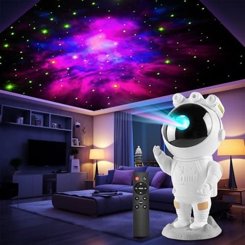 Astronaute Galaxy Projecteur Ciel étoilé Veilleuse, Avec Nébuleuses, Minuterie et Télécommande,Chambre à Coucher Lampe Plafond,Cadeaux Pour Enfants et Adultes