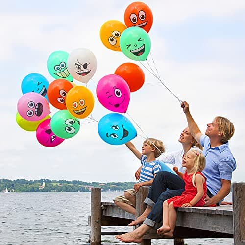 Émoticônes Ballons, RosyFate 100 Ballons Smiley, Ballons en Latex, Ballons Emoticones Amusant, Assortiment D'émoticônes Ballons, Accessoires de Fête Evènement Soirée Décoratif (B)