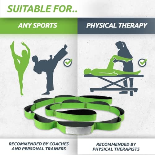 EverStretch Sangle Extensible Non élastique avec Boucles - Bougez Librement avec Cette Bande Extensible de qualité supérieure pour Sangle Yoga en Boucle pour Le Sport et la physiothérapie