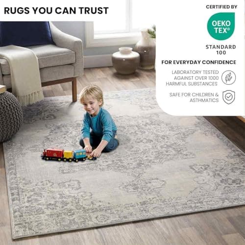 Livabliss MOC2301-43511 Tapis Vintage, Polypropylene, Gris, 130x180cm