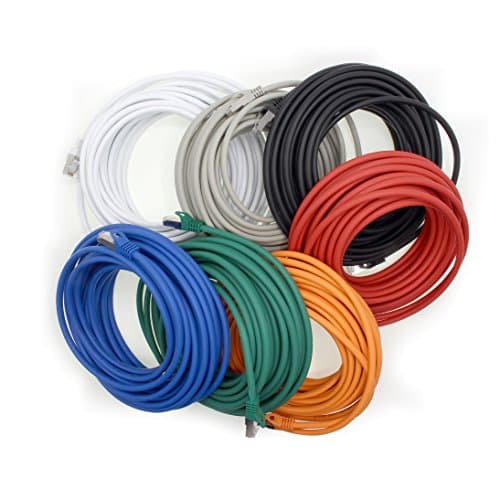 1aTTack.de 0,25m - 7 couleurs - 7 pièces Câble réseau CAT.7 Câble patch Sftp (câble brut) (SET) 10000Mbit/s - 500 MHz assemblé avec 2 fiches RJ45 Cat6a