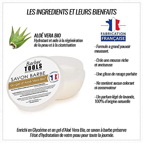 Kit de rasage - Rasoir de Sécurité/Rasoir de Sûreté + 5 doubles lames + Blaireau de rasage + savon de rasage 150ml + Pierre d'alun ✮ BARBER TOOLS ✮