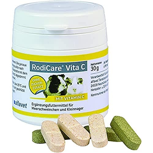 alfavet RodiCare Vita C : 30 g Complément Alimentaire pour cochons d'Inde et Petits rongeurs avec Vitamine C délicieux comprimés au goût de Persil ou de Carotte, env. 40 MG de Vitamine C par comprimé
