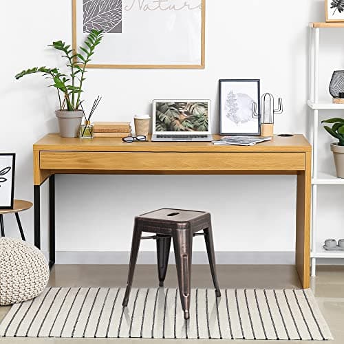 hjh OFFICE 645034 Tabouret bistrot VANTAGGIO Métal Noir/Or, Tabouret au Look Industriel et Moderne, empilable