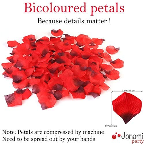 Bougies Romantiques et Pétales. 50 Bougies en Forme de Coeur + 1000 Pétales de Rose Rouges en Soie, 5 Ballons Coeur Rouges - Décoration pour Mariage, Saint Valentin et Fiançailles