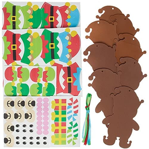 Baker Ross Decorations motif Ours Lutin de Noel - Lot de 8, Loisirs Créatifs Noel (FX288)