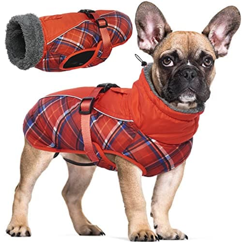 Manteau d'hiver pour Chien, Veste ImperméAble pour Chien, Veste d'hiver Chaude avec Doublure en Polaire, Manteau RéFlecteur Ajustable Et Confortable avec Trou pour Harnais pour Petits Et Moyens Chien