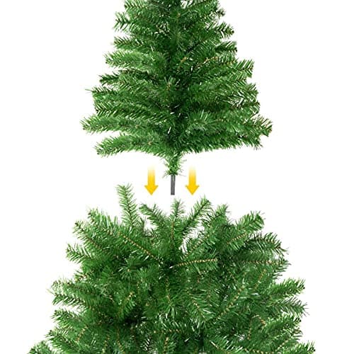 SOLAGUA NAVIDAD Sapin de Noël Artificiel de Feuilles de Guirlandes, Arbres 120-210cm avec Support (Vert Pailleté, 120cm 184Tips)