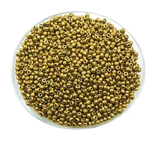 Lot de 3300 perles de rocaille en verre de 3 mm - Couleur métallique - 8/0 - Perles poney transparentes pour enfants - Bronze